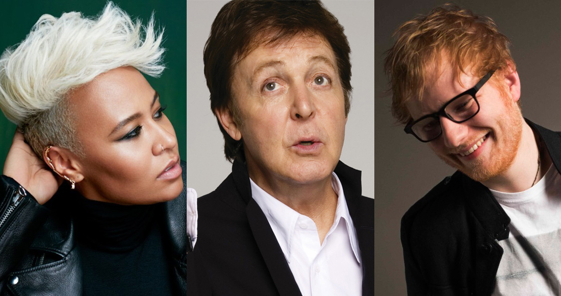 Ed Sheeran, Emeli Sande and Sir Paul McCartney get Royal approval in the Queen's Birthday Honours
