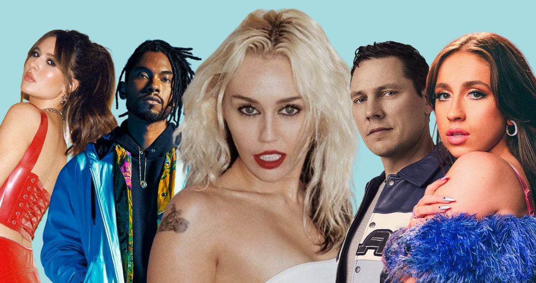 Miley Cyrus zoning in for straight month at Number 1 - can rising hits by Miguel, Tiesto & Tate McRae and Mimi Webb catch up?